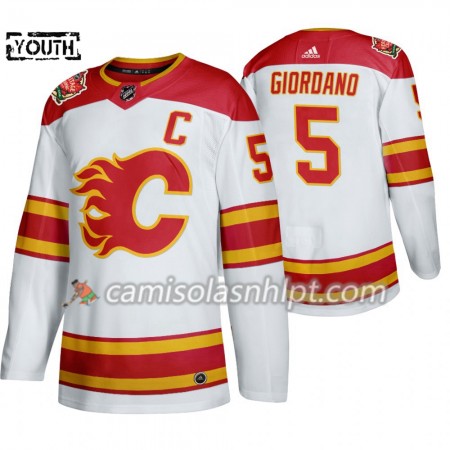 Camisola Calgary Flames Mark Giordano 5 Adidas 2019 Heritage Classic Branco Authentic - Criança